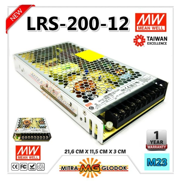 Power Supply Trafo Meanwell LRS-200-12 DC 12V 16.7A 17A 200W | Mean Well